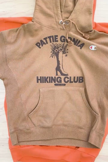 Pattie Gonia Hiking Club Hoodie - Brown Print